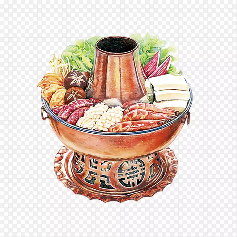 传统美味的手绘火锅