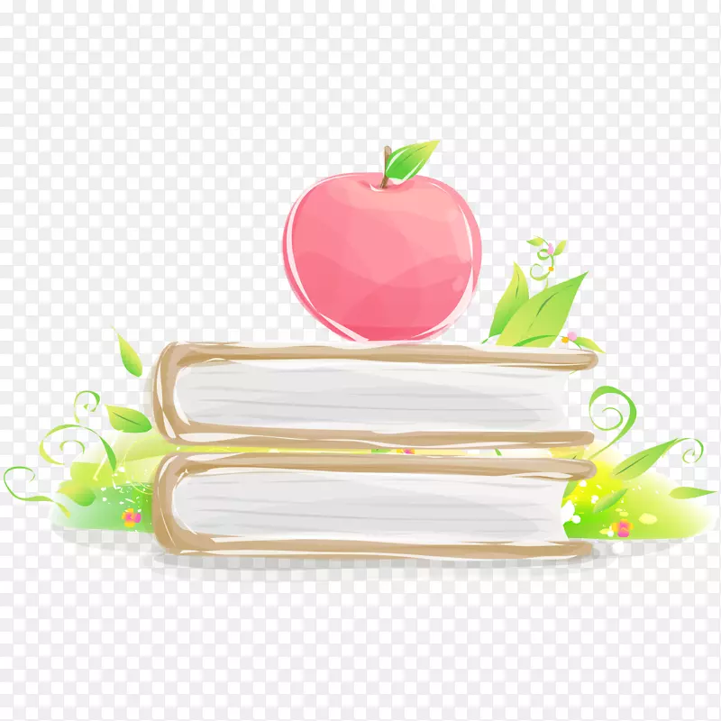 两本书籍上的苹果