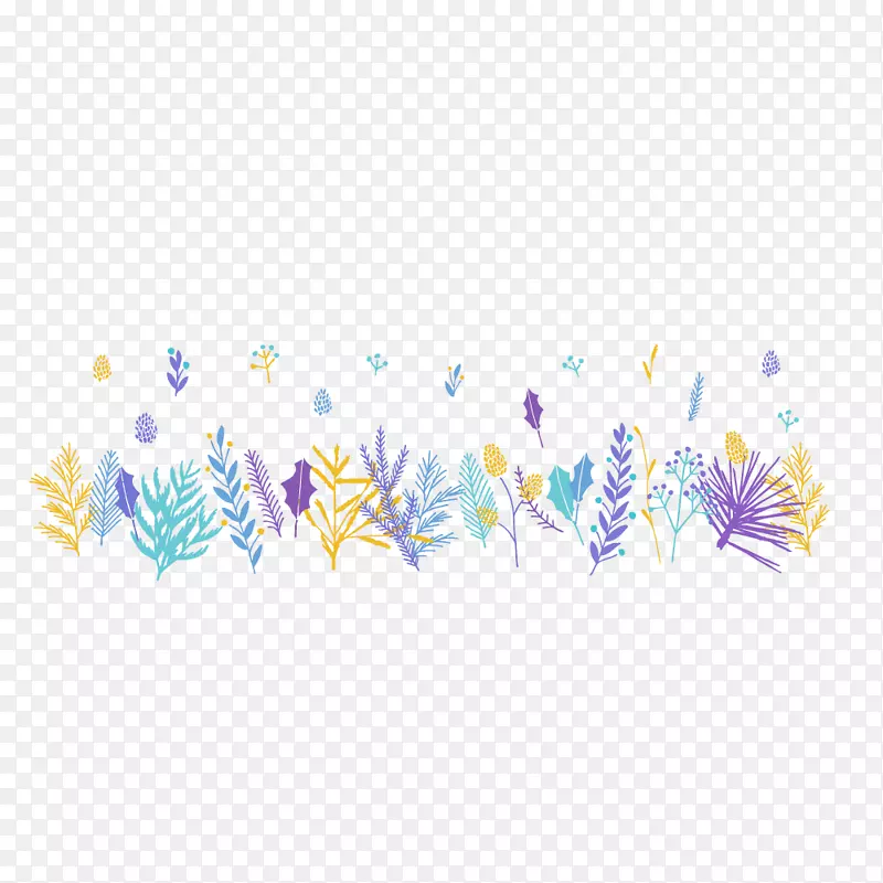 蓝紫色矢量卡通装饰植物叶子