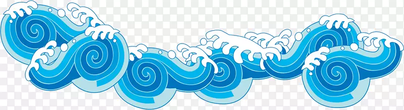 蓝色手绘的海浪效果图
