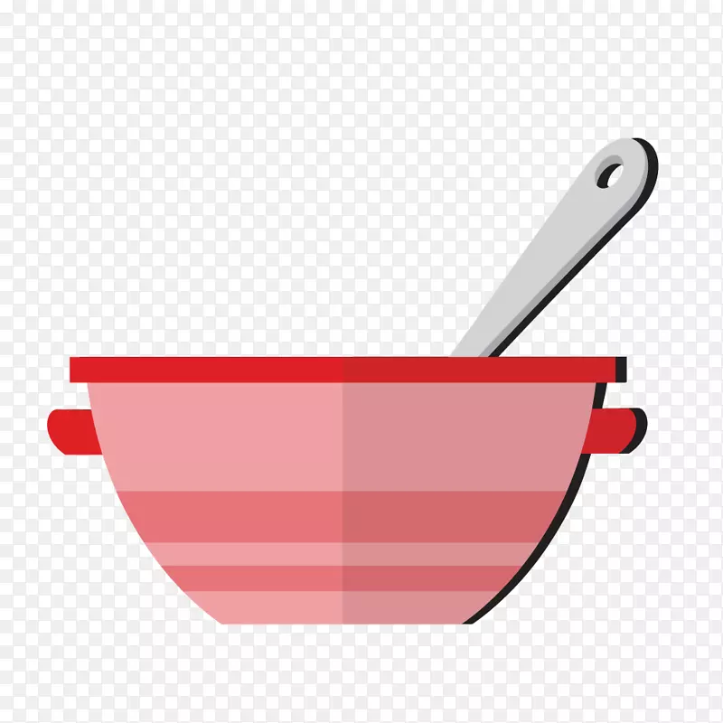 矢量红碗汤匙