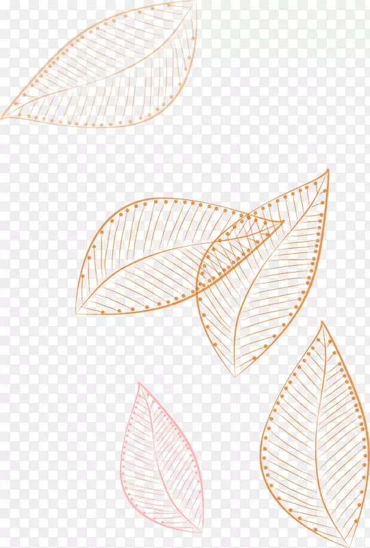 橙色简约线条树叶装饰图案