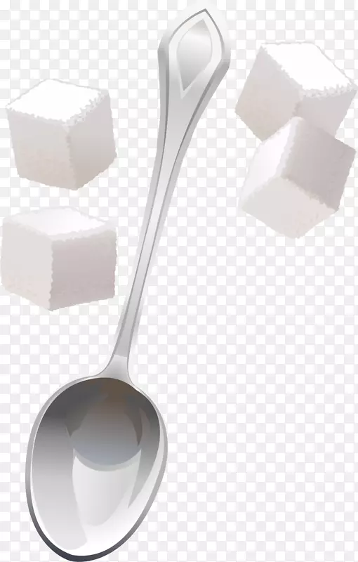 矢量手绘汤匙和方糖