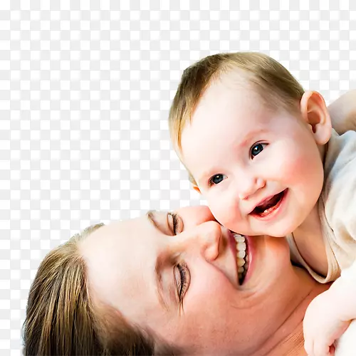 笑着的母亲和婴儿