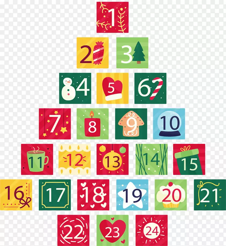 彩色数字日历圣诞树