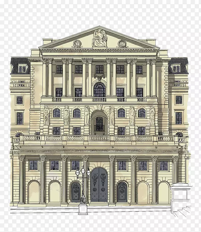 城市复古银行插图