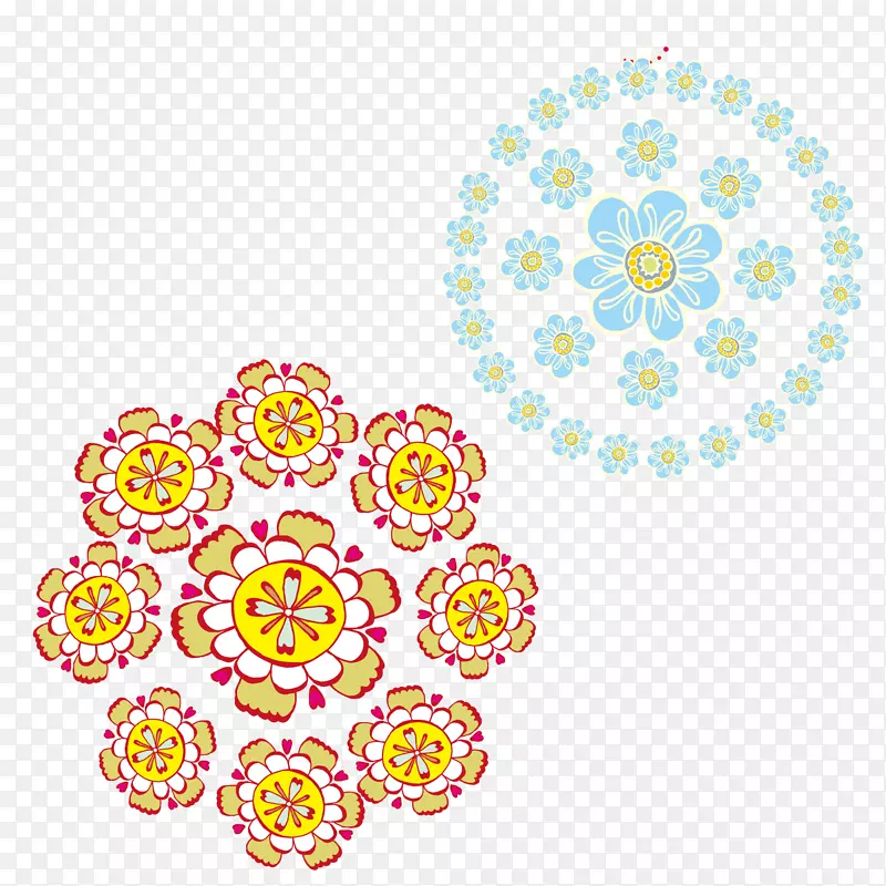 中国风圆形花卉图案