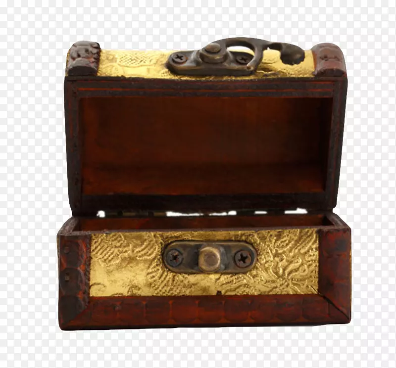 金色雕刻花纹的复古木盒实物