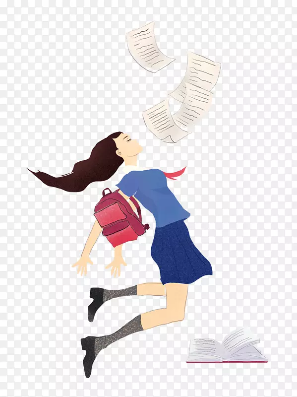 蓝色清新手绘风格毕业季海报女性