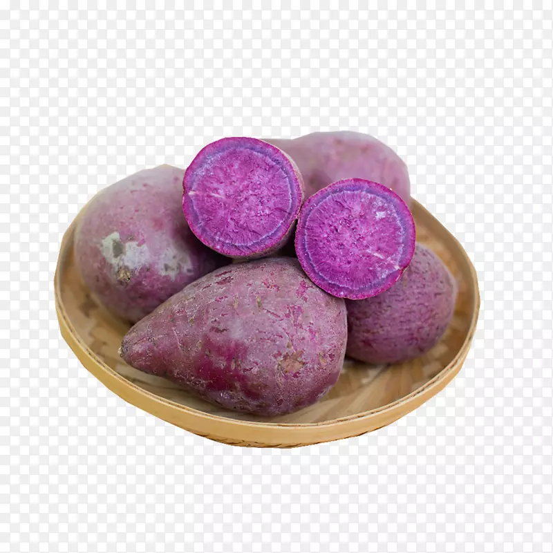 一碟漂亮的生紫薯