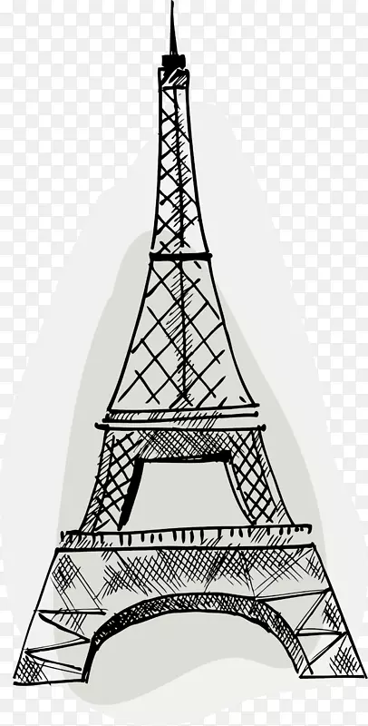 矢量手绘巴黎埃菲尔铁塔元素