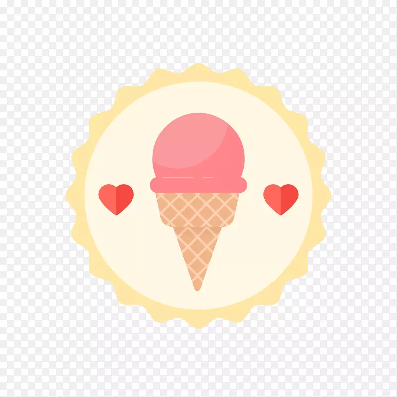 粉色冰淇淋圆形标签