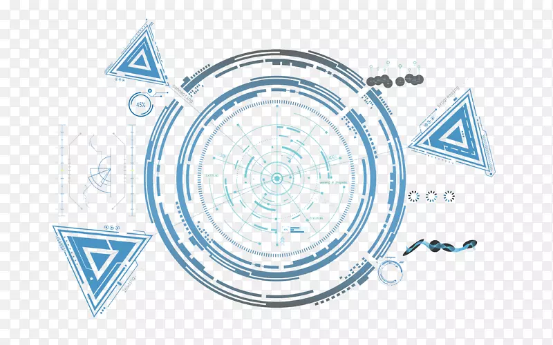蓝色的三角形和圆形科技图表