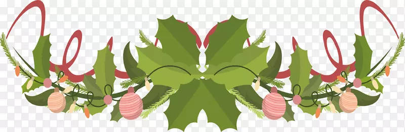 绿色树叶圣诞标题框