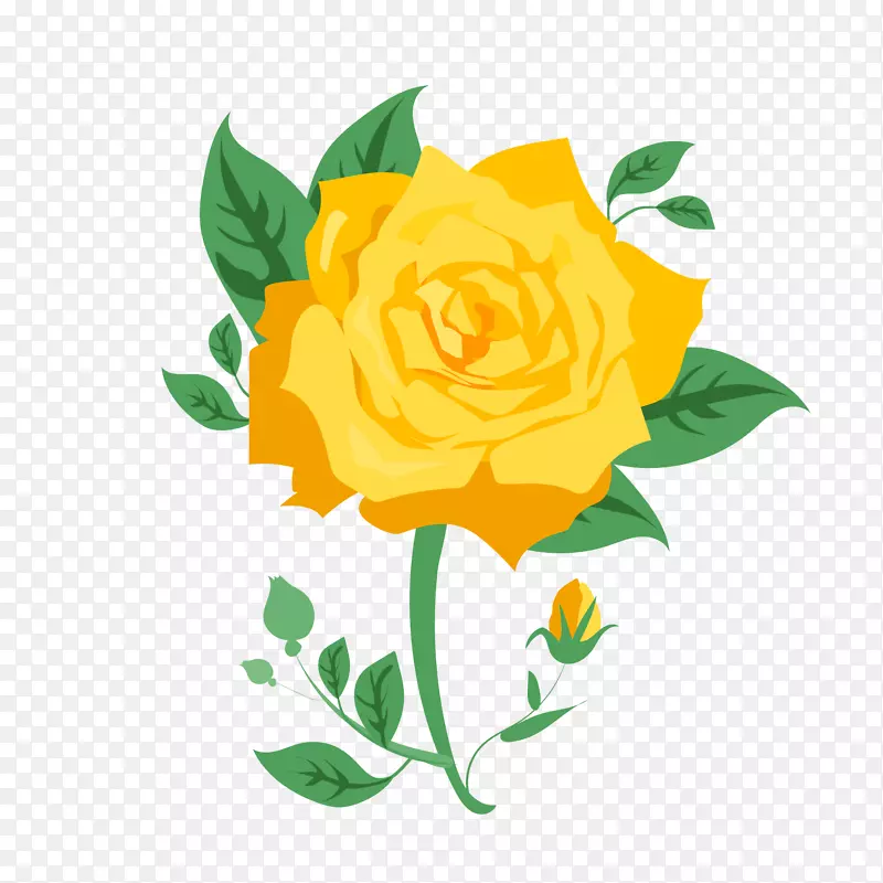 卡通黄色玫瑰花植物