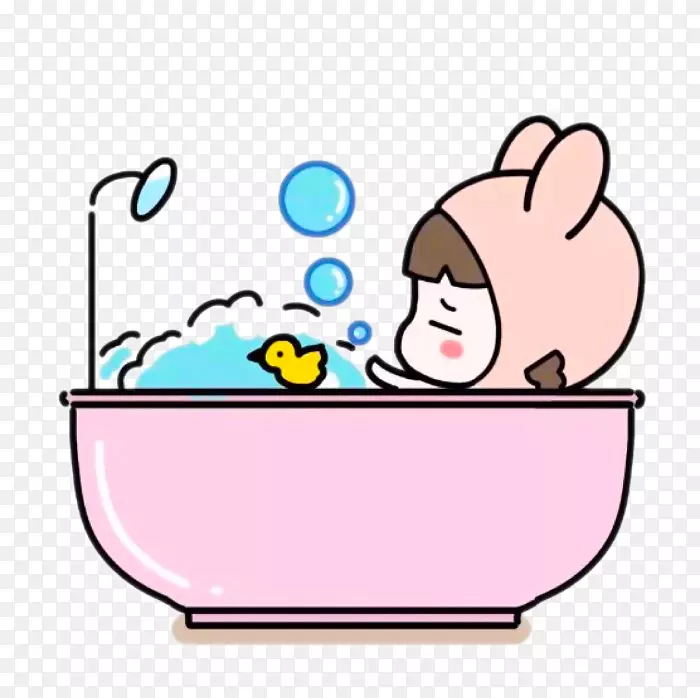洗澡的小女孩