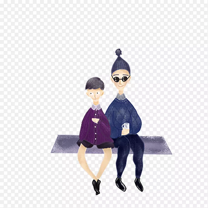 插画手绘粉紫色可爱清新