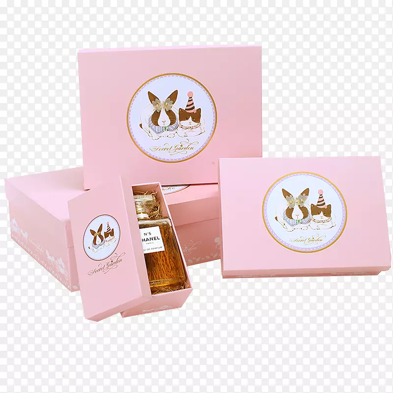 粉色兔子礼品盒素材