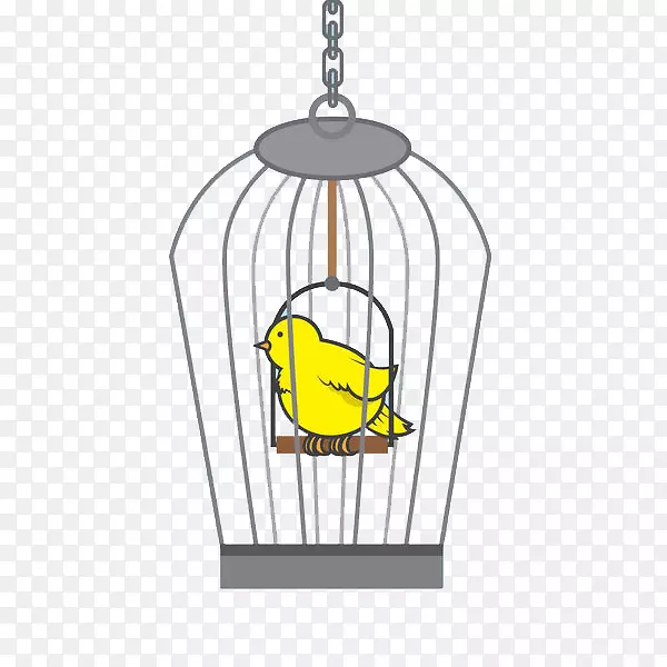 吊起鸟笼里的黄鸟