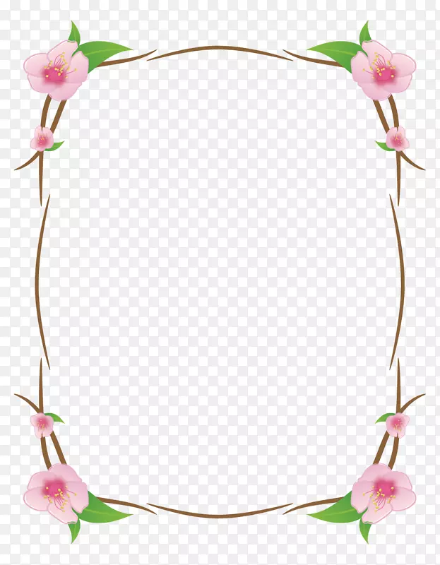 矢量图粉色桃花框架