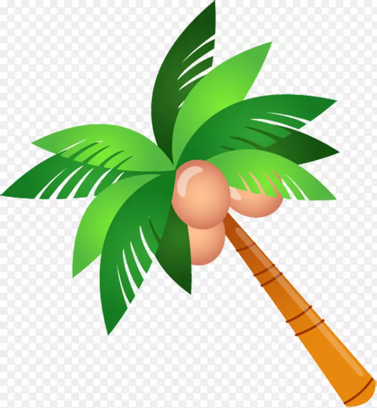 卡通绿色植物沙滩椰子树