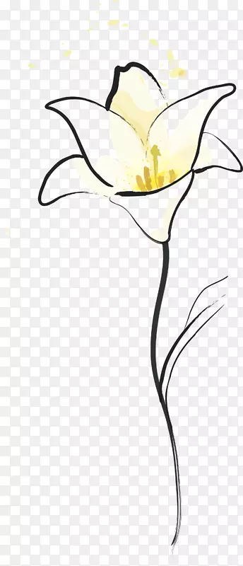 百合花简笔中国风百合花