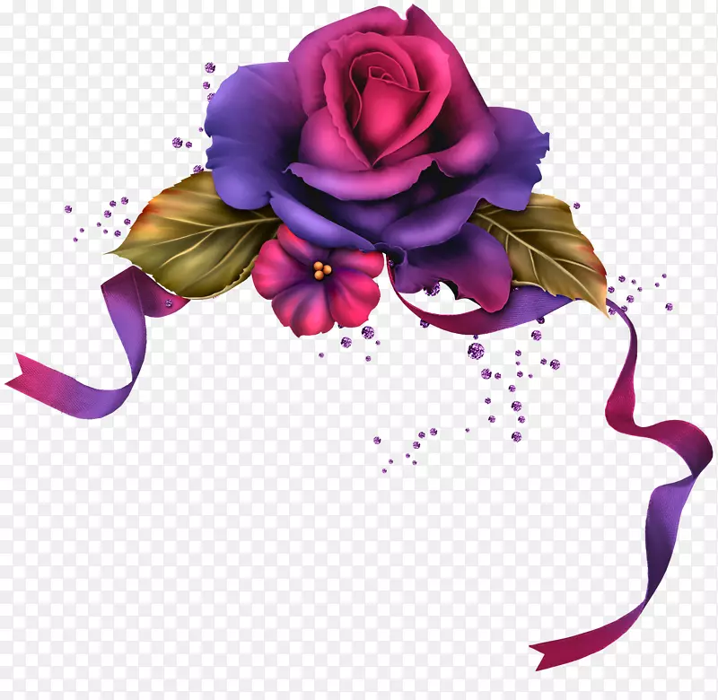 卡通手绘紫色的玫瑰花
