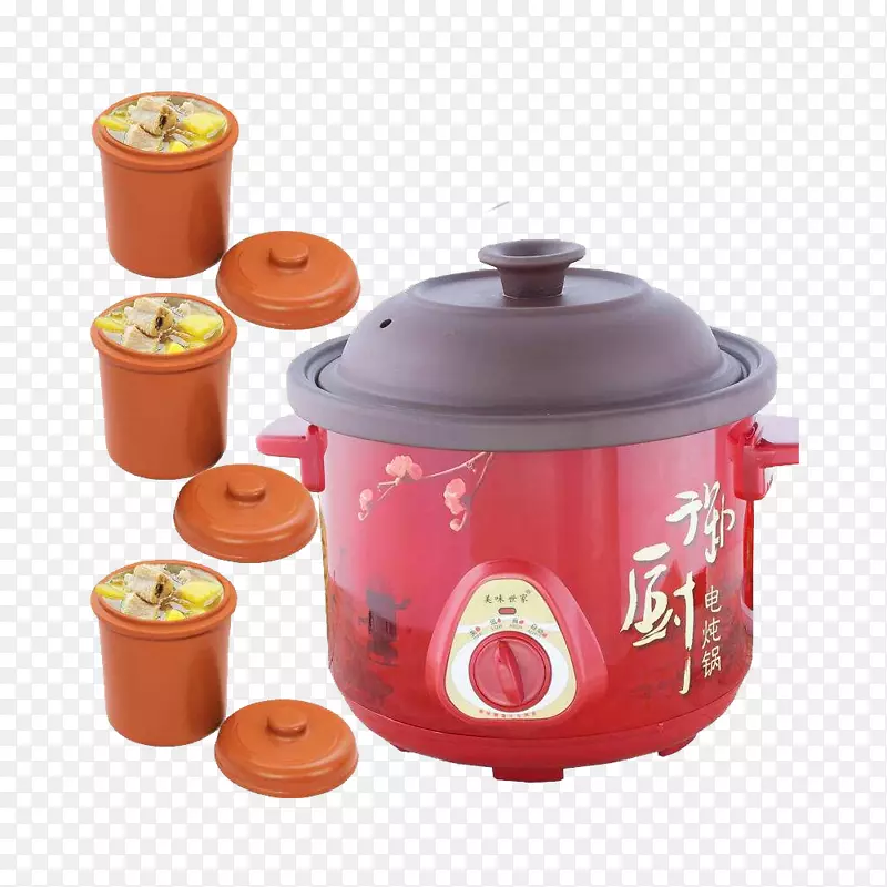 三罐小型紫砂锅加一个紫砂大锅