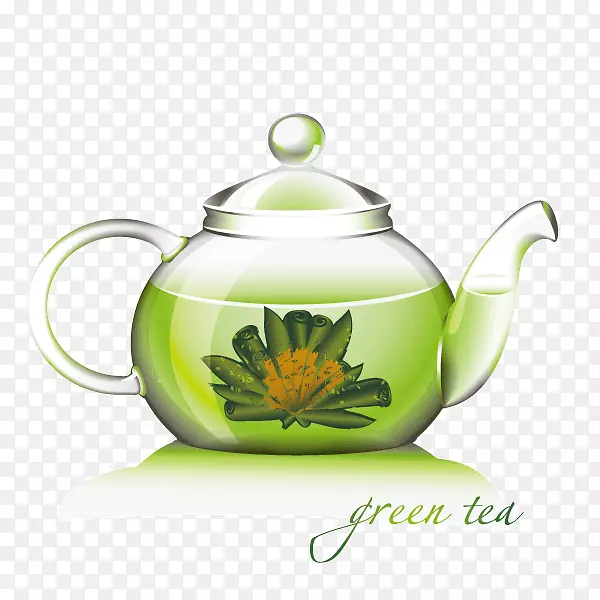 茶壶 绿色 淡雅 投影