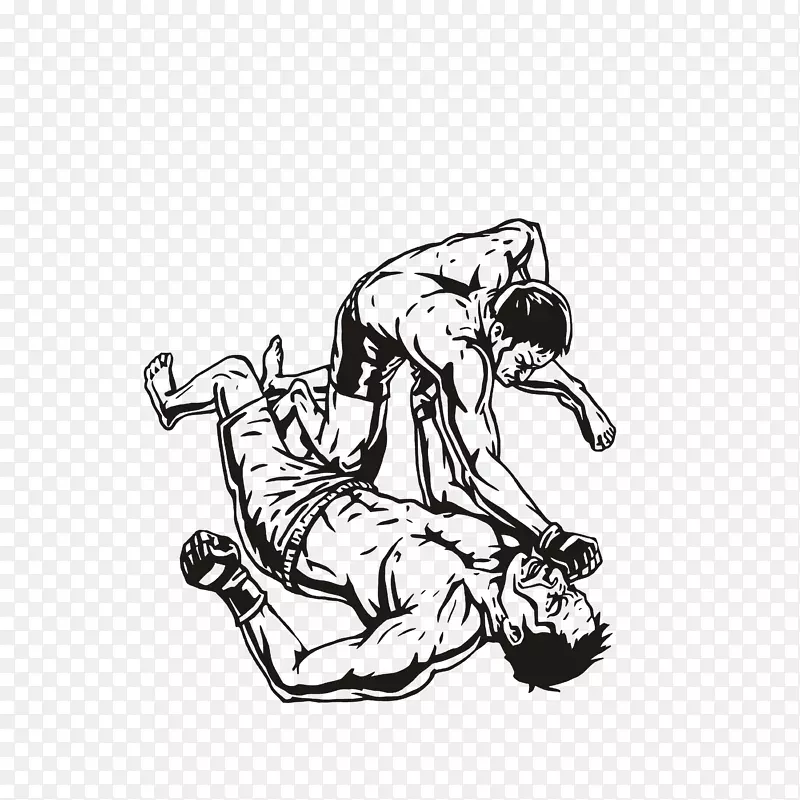 手绘搏击比赛场景素材