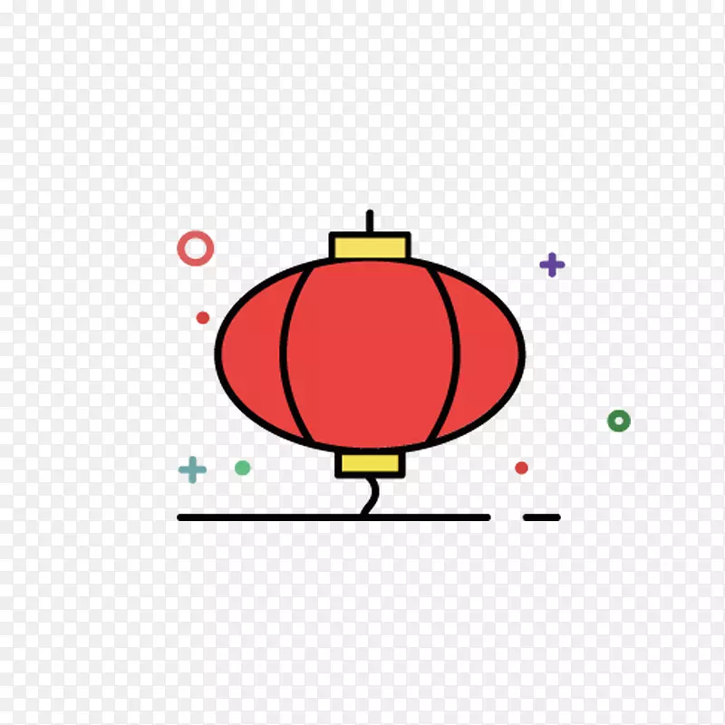 红色手绘线稿灯笼悬挂