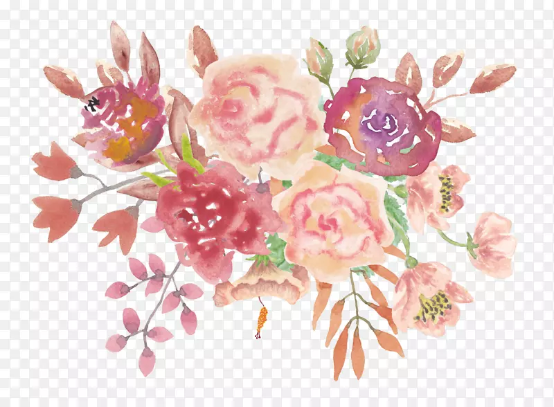 手绘粉色的鲜花
