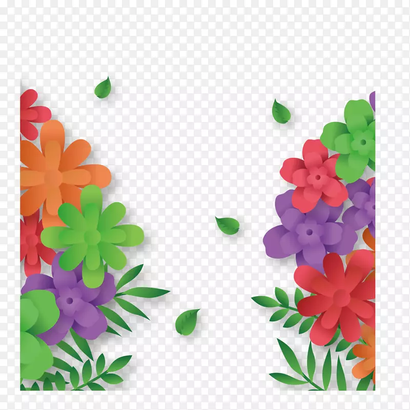 彩色漂亮卡通微立体花卉素材