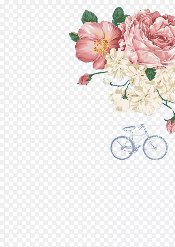 鲜花自行车粉色书刊封面素材