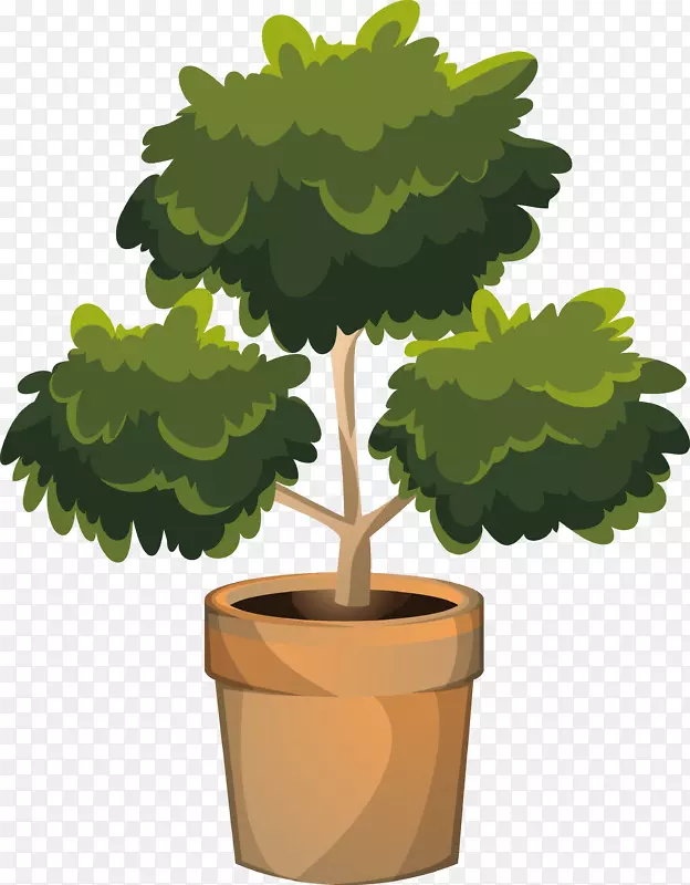 手绘室内装修盆花摆设插画图素材