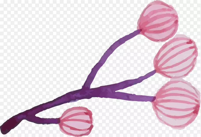 粉色水墨花蕊花卉图案