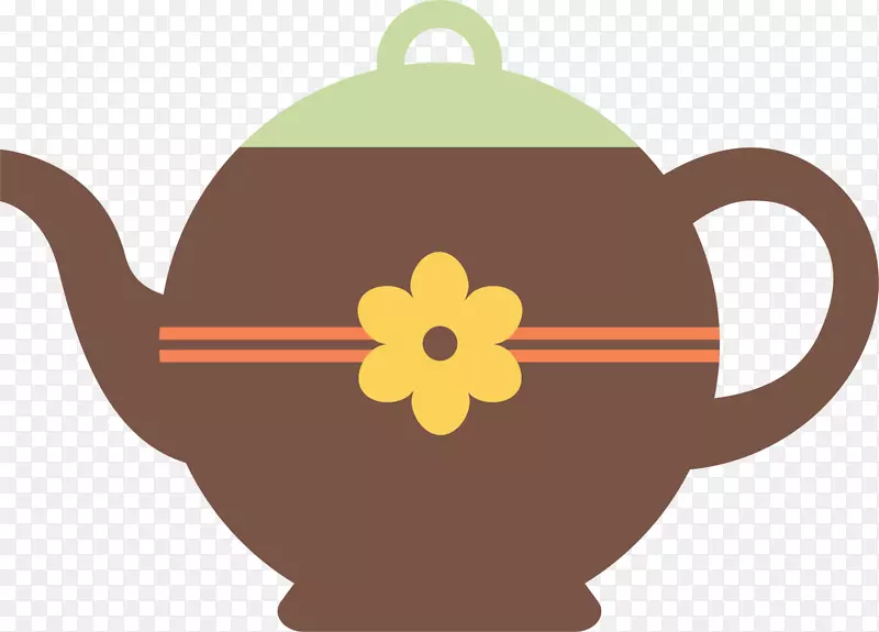 卡通棕色茶壶