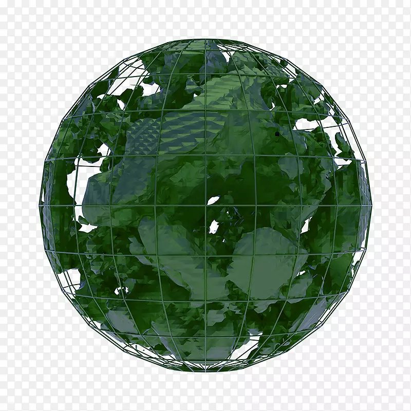 绿色地球形不规则3D立体建模