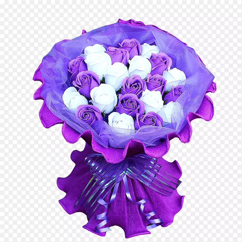 玫瑰花紫色花束包装