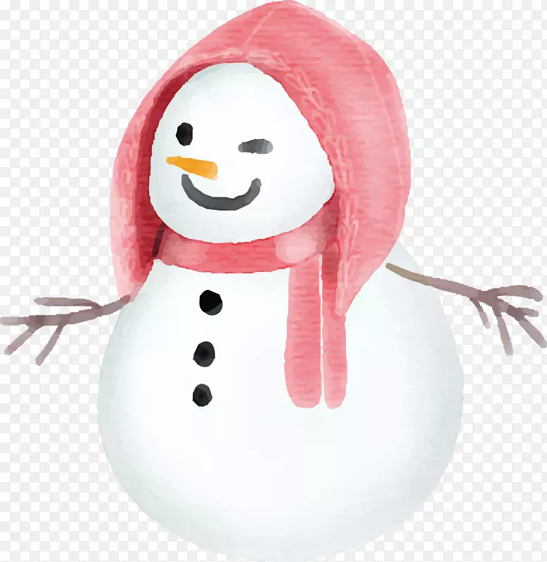 粉色帽子的雪人