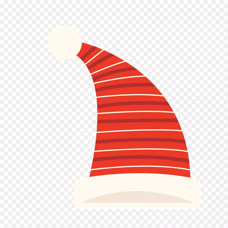 红白色直线花纹卡通圣诞帽