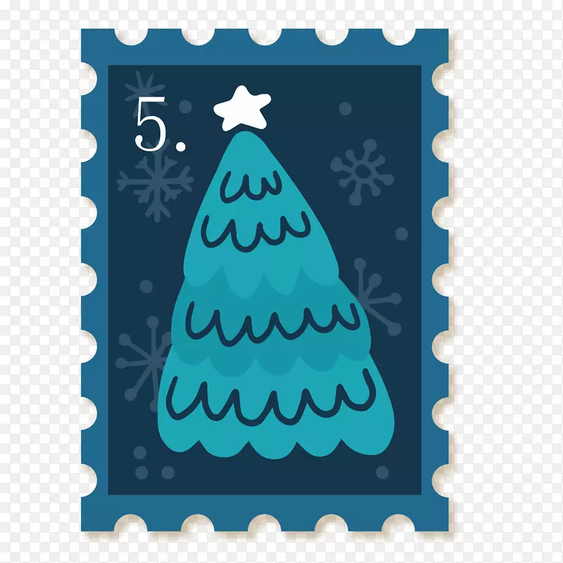 圣诞树邮票矢量素材