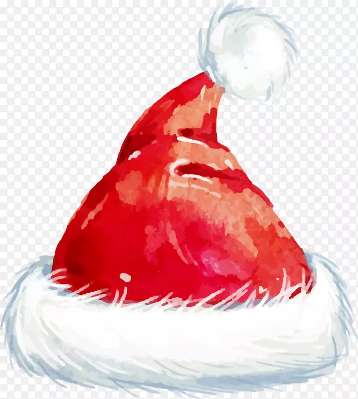 卡通红色水彩圣诞帽