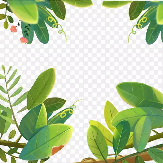 绿色光泽质感树叶植物元素