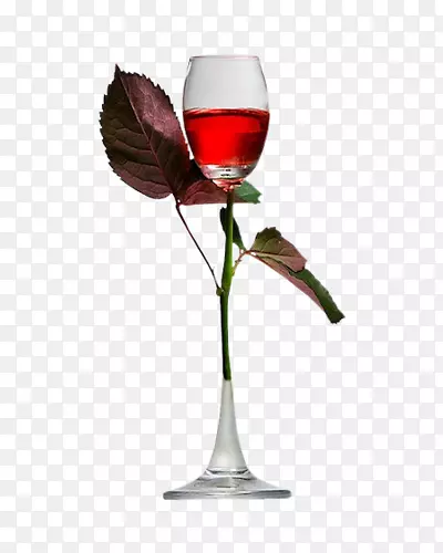 玫瑰花梗与红酒的合成元素