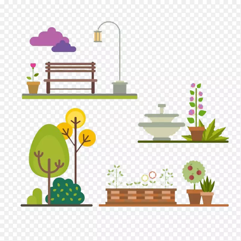 景观绿色扁平图案