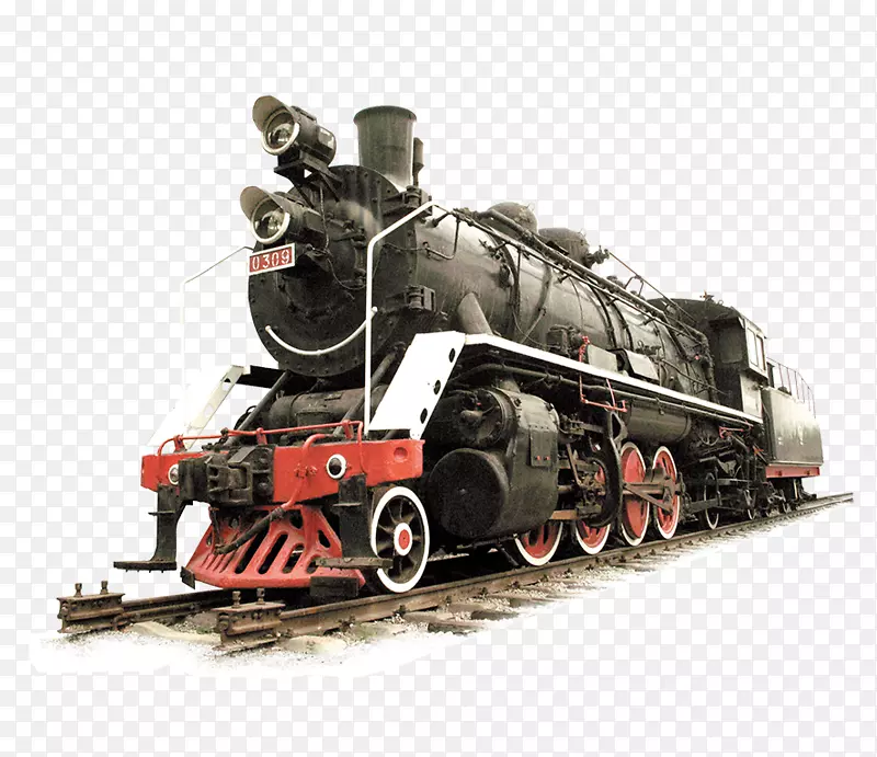手绘插图蒸汽式复古火车