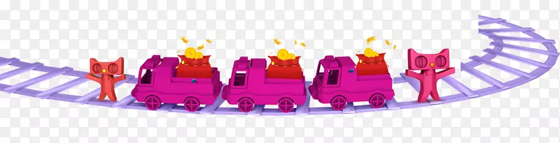 紫色炫酷卡通小车轨道