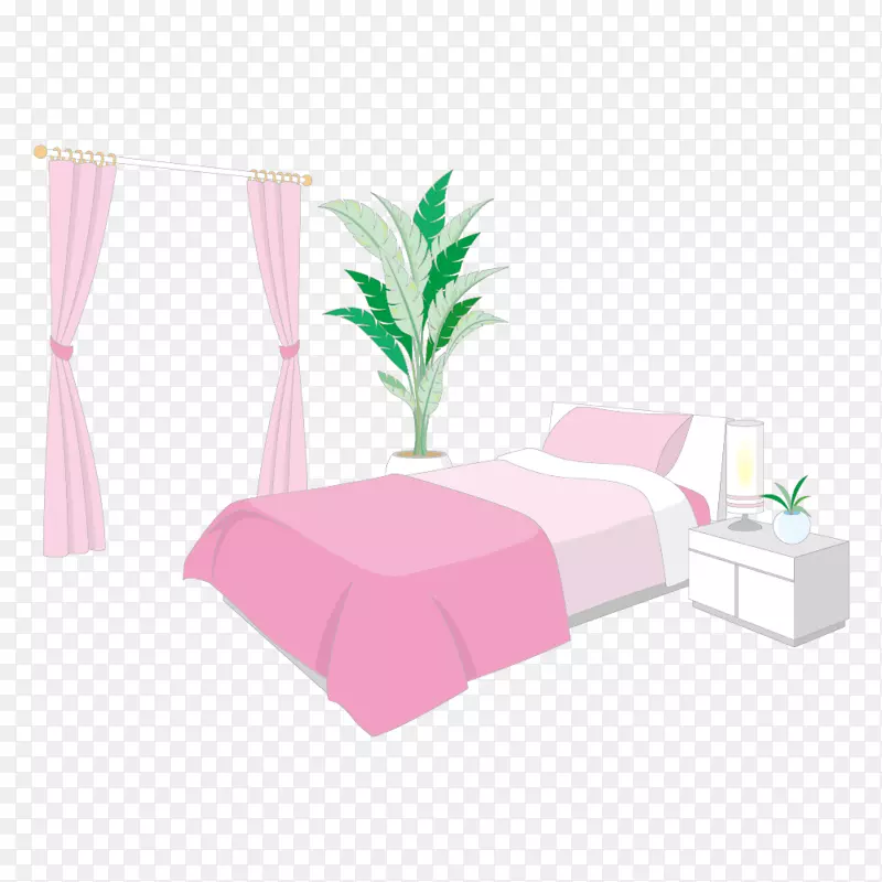 粉色床窗帘家居素材