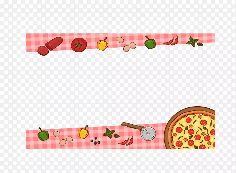 粉色桌布披萨装饰框